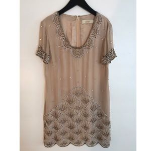 candela beaded dress size small pink